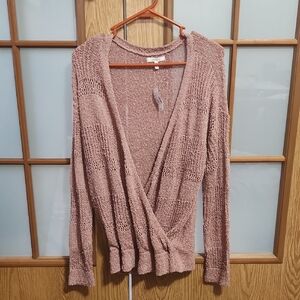Maurices Mauve Criss Cross Front Sweater